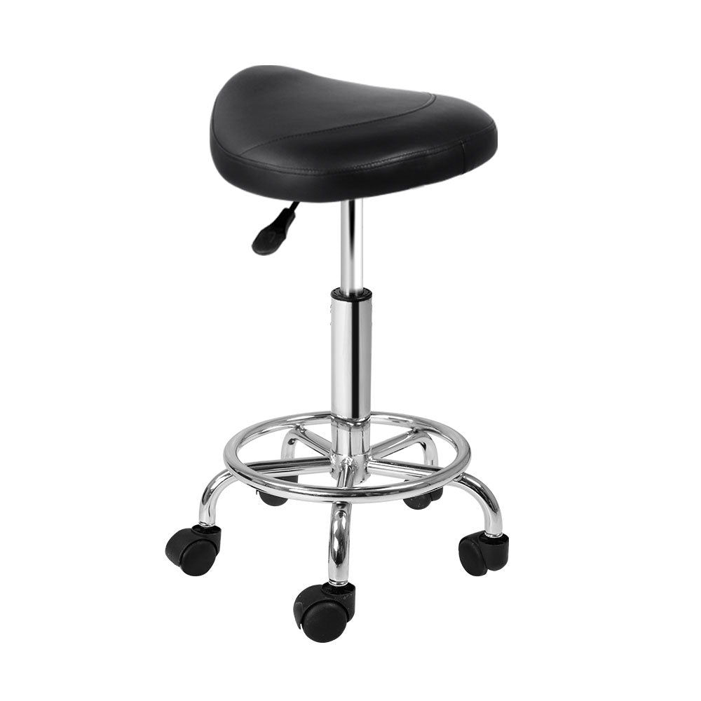 Artiss Black Saddle Swivel Salon Stool Adjustable Height