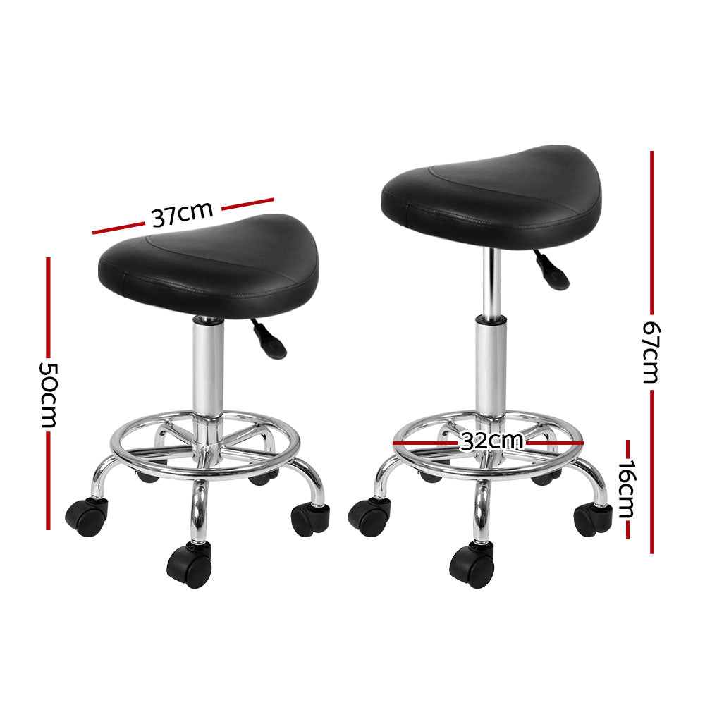 Artiss Black Saddle Swivel Salon Stool Adjustable Height