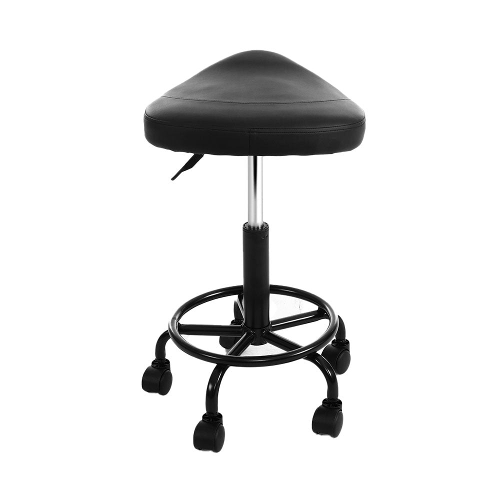 Artiss Salon Stool Pair Saddle Swivel Chair Black