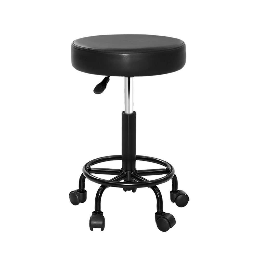 Artiss Round Swivel Salon Stool Adjustable Black