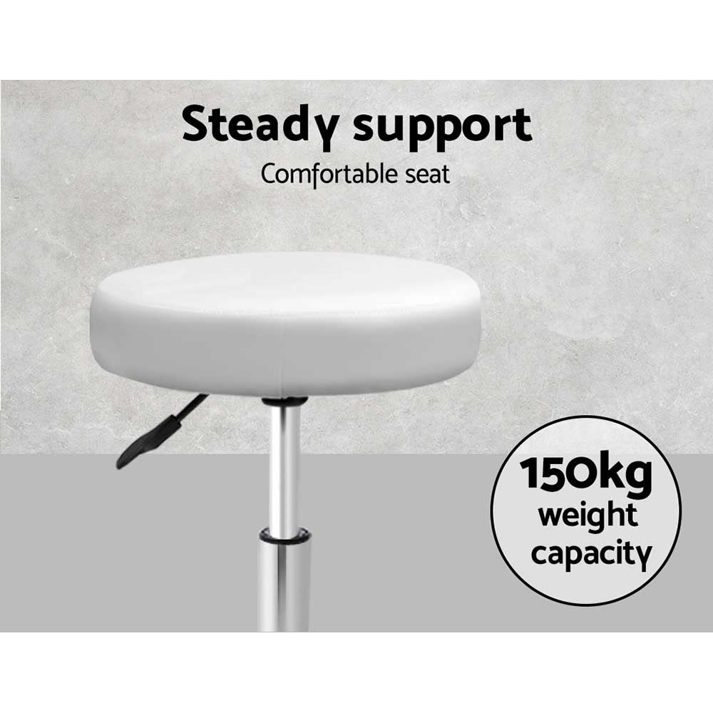Artiss Round Swivel Salon Stool White PU Leather