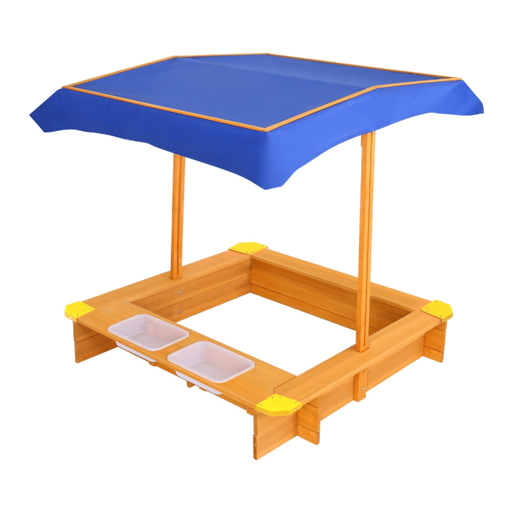 Keezi 103cm Kids Wooden Sandpit with Canopy and Water Basins