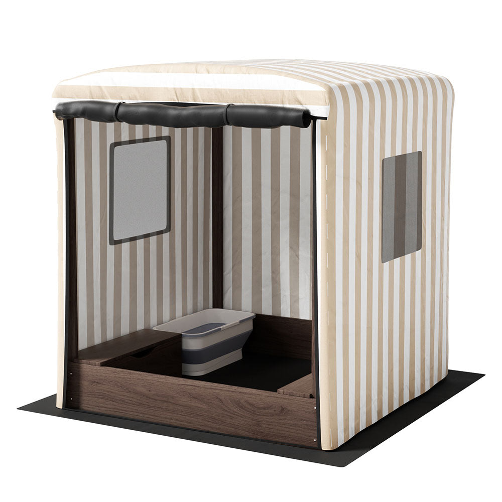 Keezi 120cm Wooden Kids Sandpit Canopy Brown
