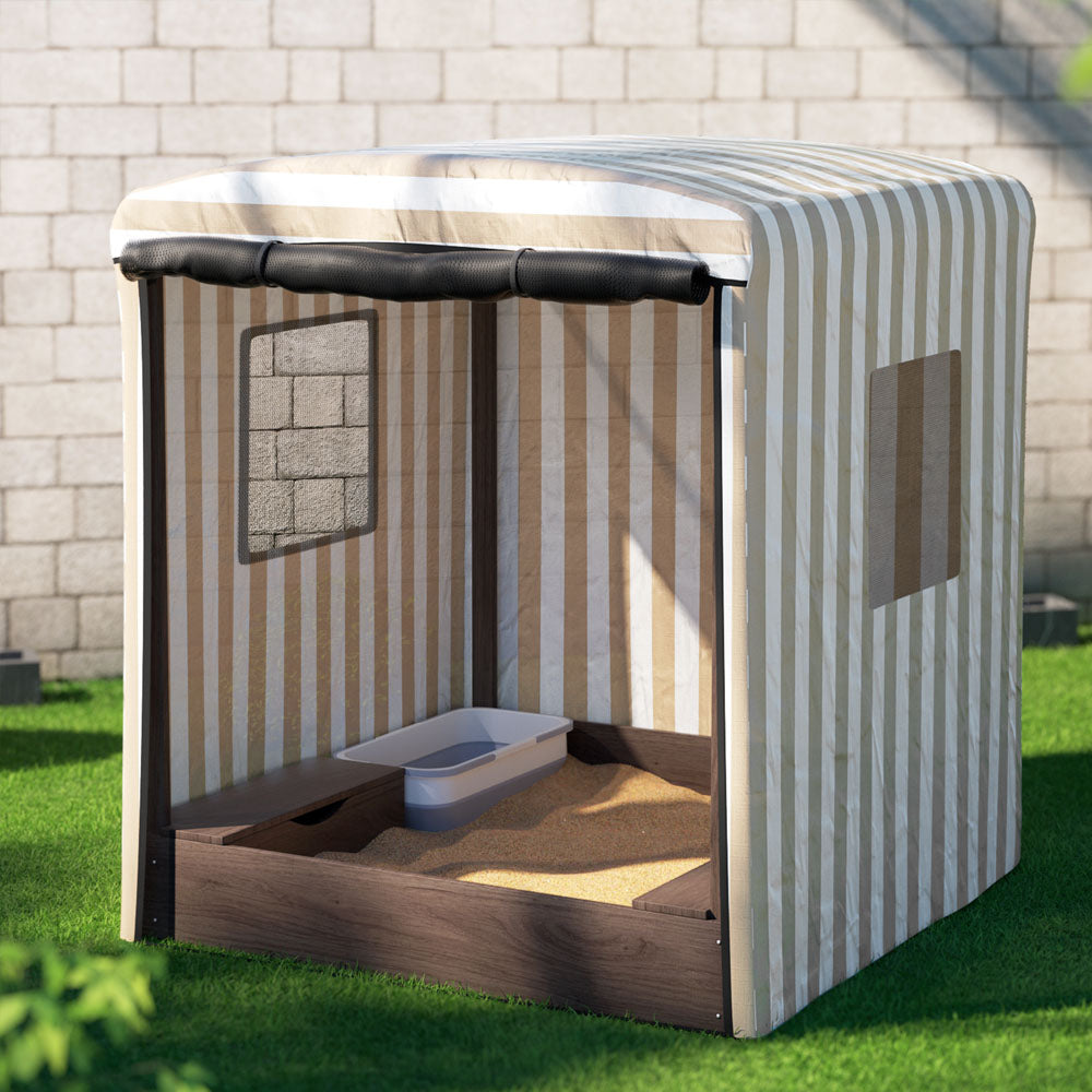Keezi 120cm Wooden Kids Sandpit Canopy Brown