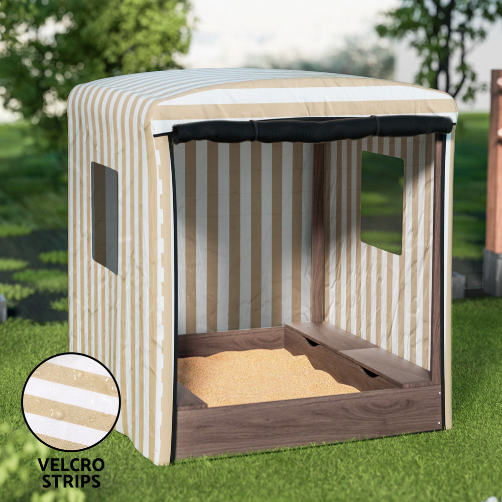 Keezi 120cm Wooden Kids Sandpit Canopy Brown