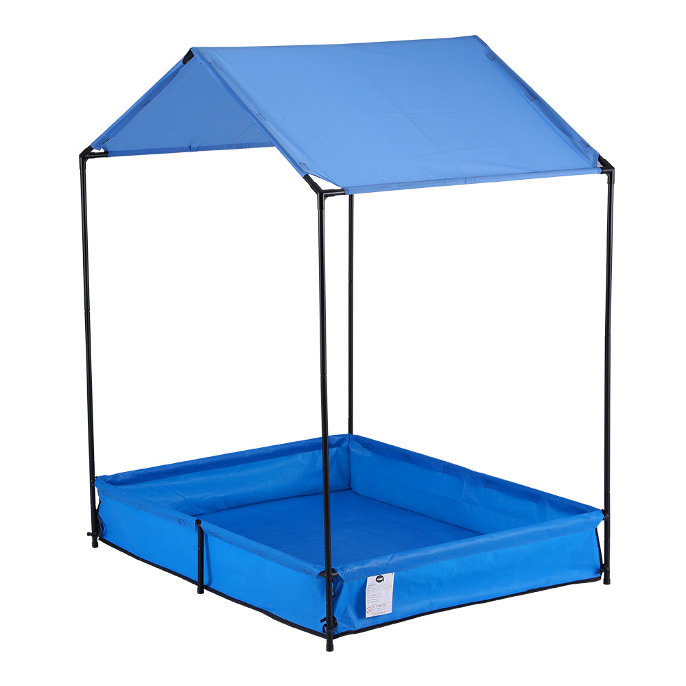 Keezi 120cm Kids Sandpit Metal Sandbox with Canopy Cover Blue