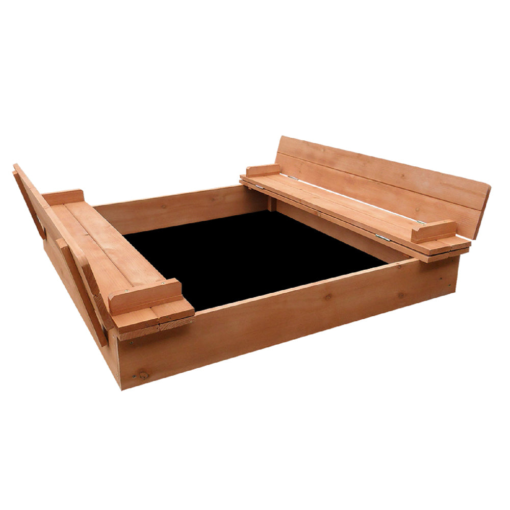 Keezi 90cm Wooden Kids Sandpit Foldable Seat Natural