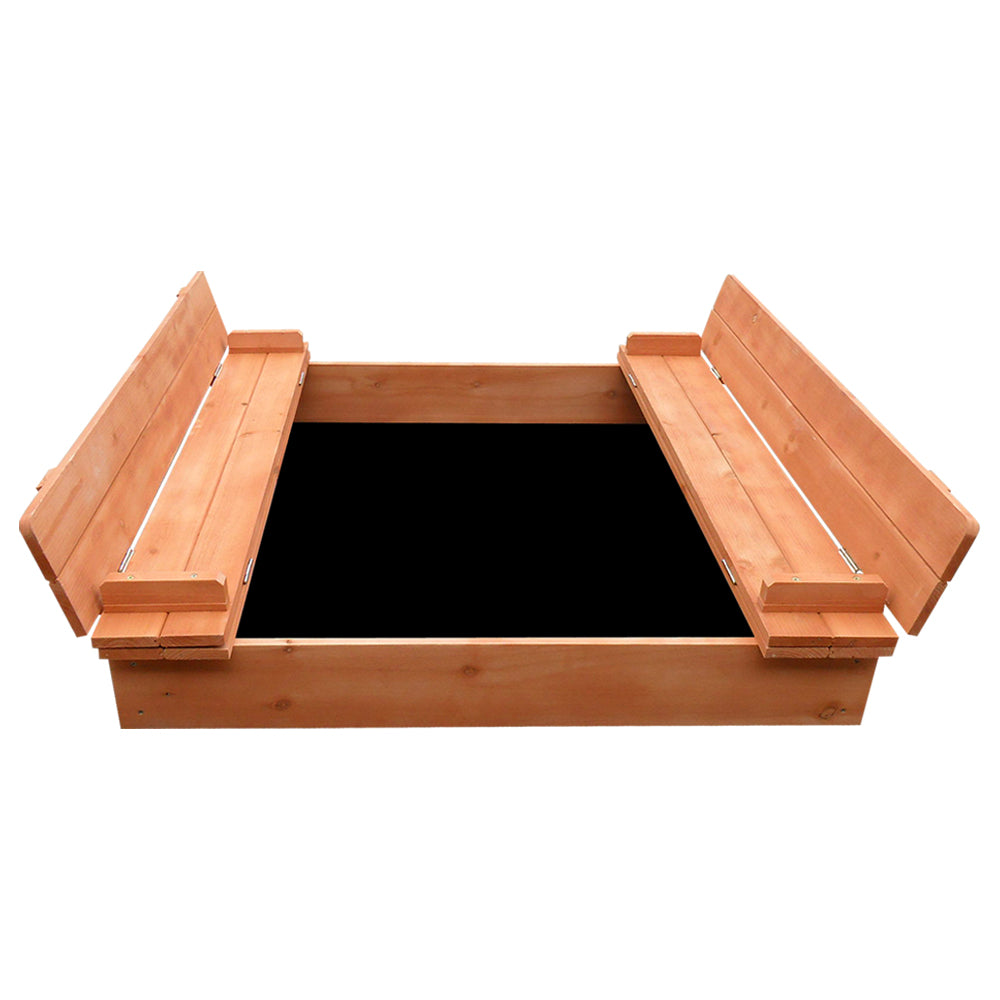 Keezi 90cm Wooden Kids Sandpit Foldable Seat Natural