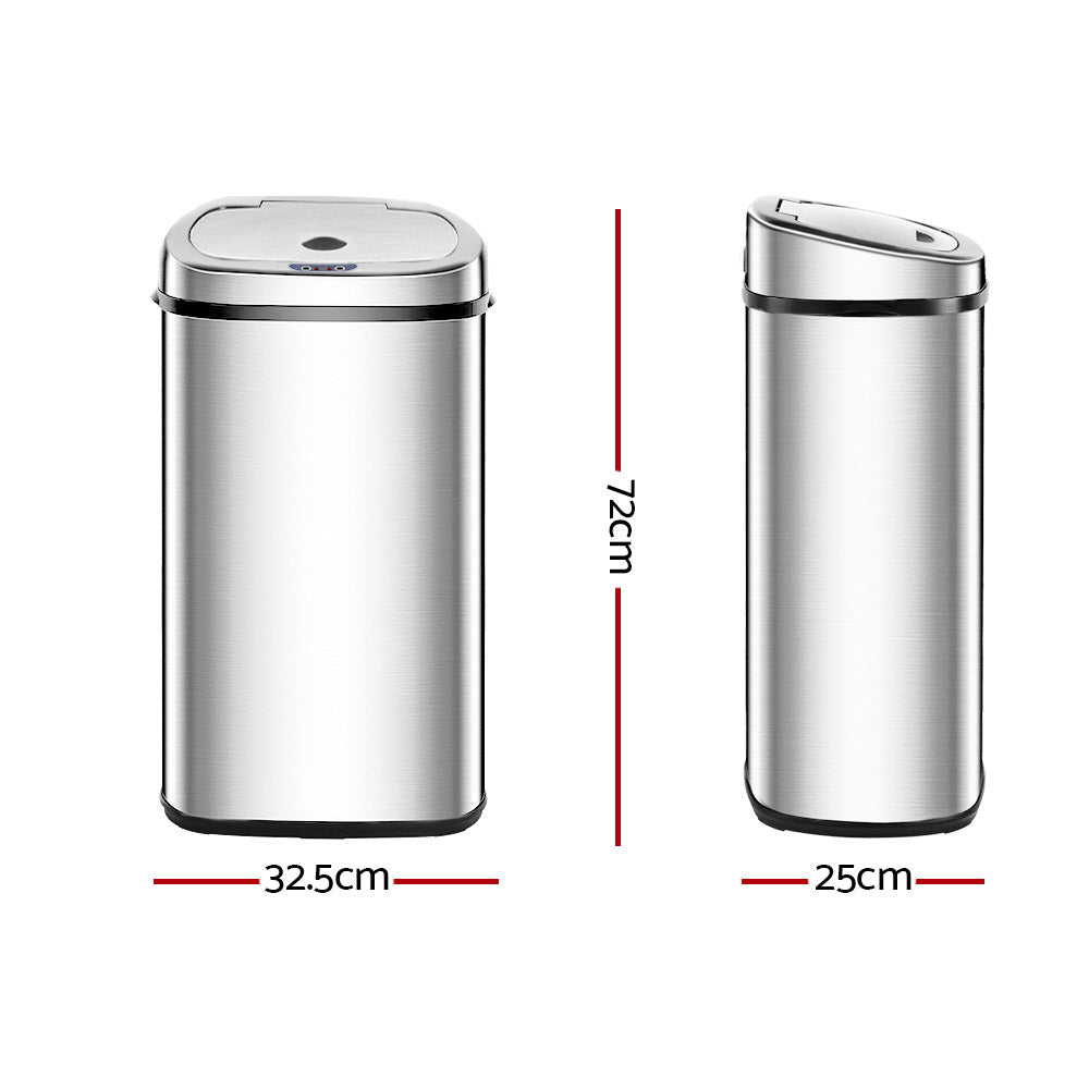Devanti 50L Motion Sensor Rubbish Bin Automatic Silver