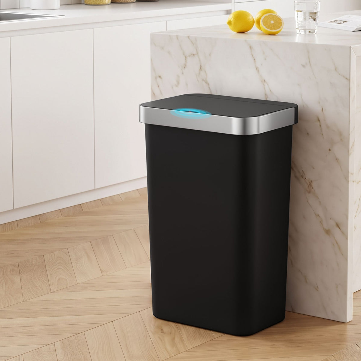 Devanti 50L Automatic Motion Sensor Kitchen Trash Bin Black
