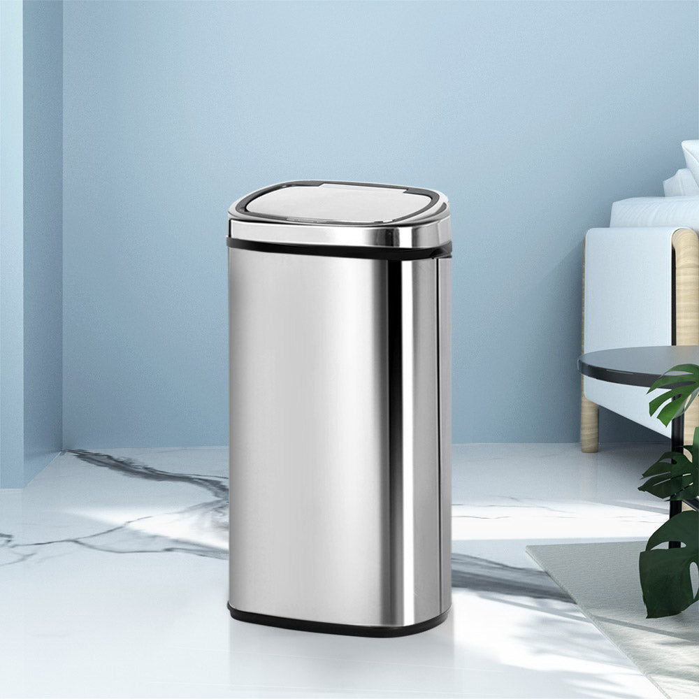 Devanti 68L Automatic Motion Sensor Rubbish Bin Silver