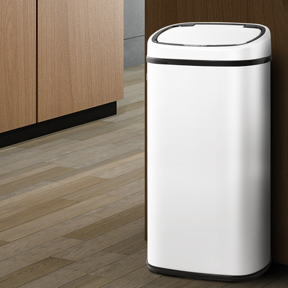 Devanti 68L Motion Sensor Rubbish Bin Automatic White