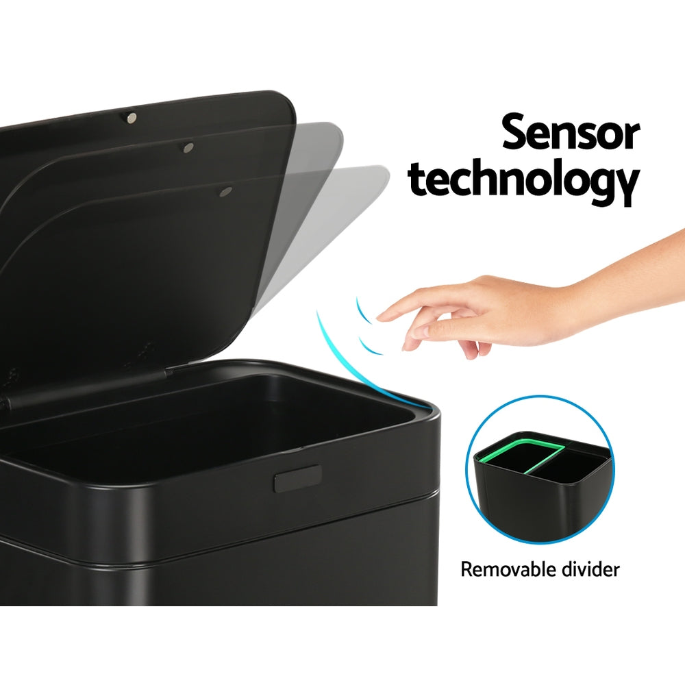 Devanti 70L Motion Sensor Pedal Bin Automatic Black