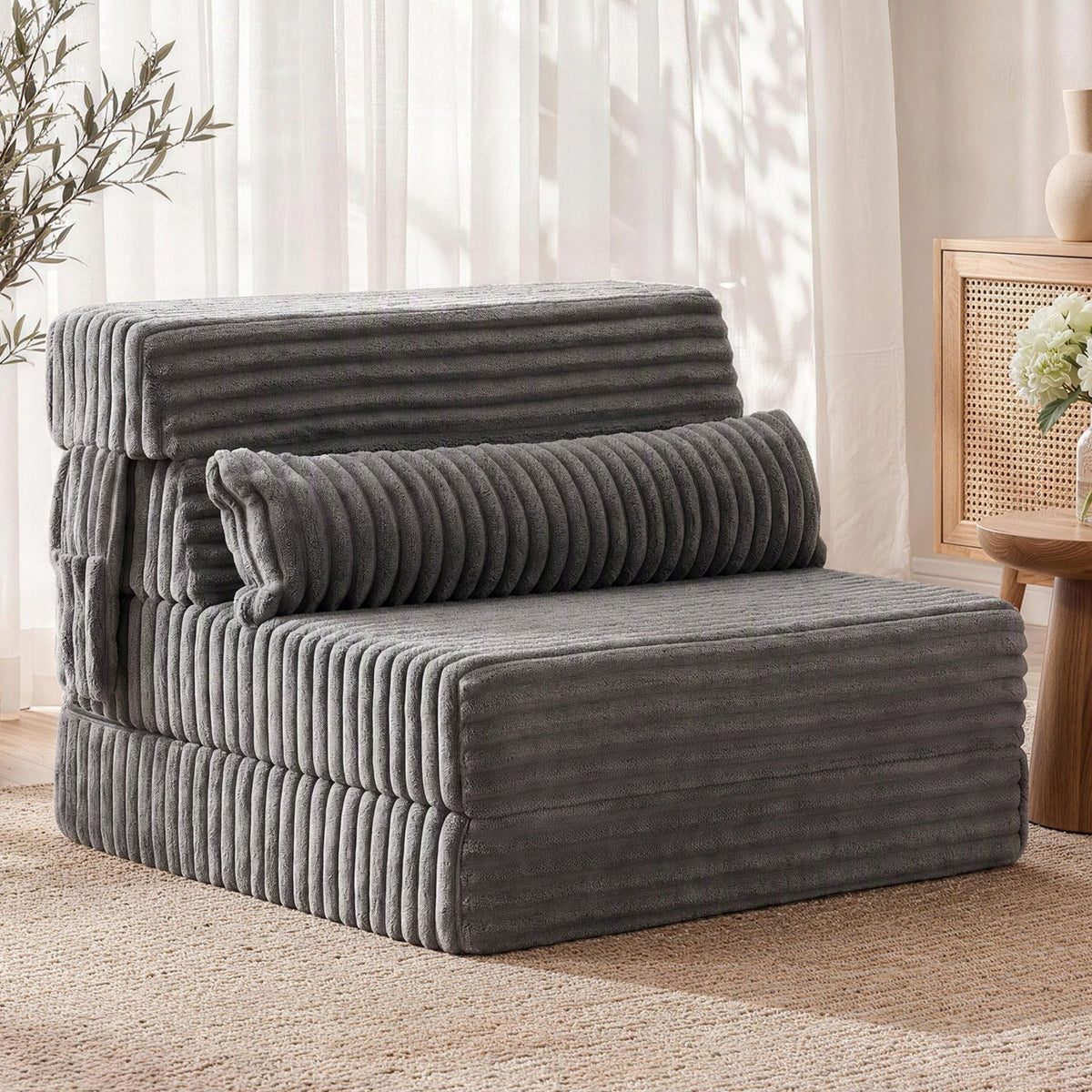 Artiss 3-in-1 Folding Sofa Bed Lounger Chair with Pillow