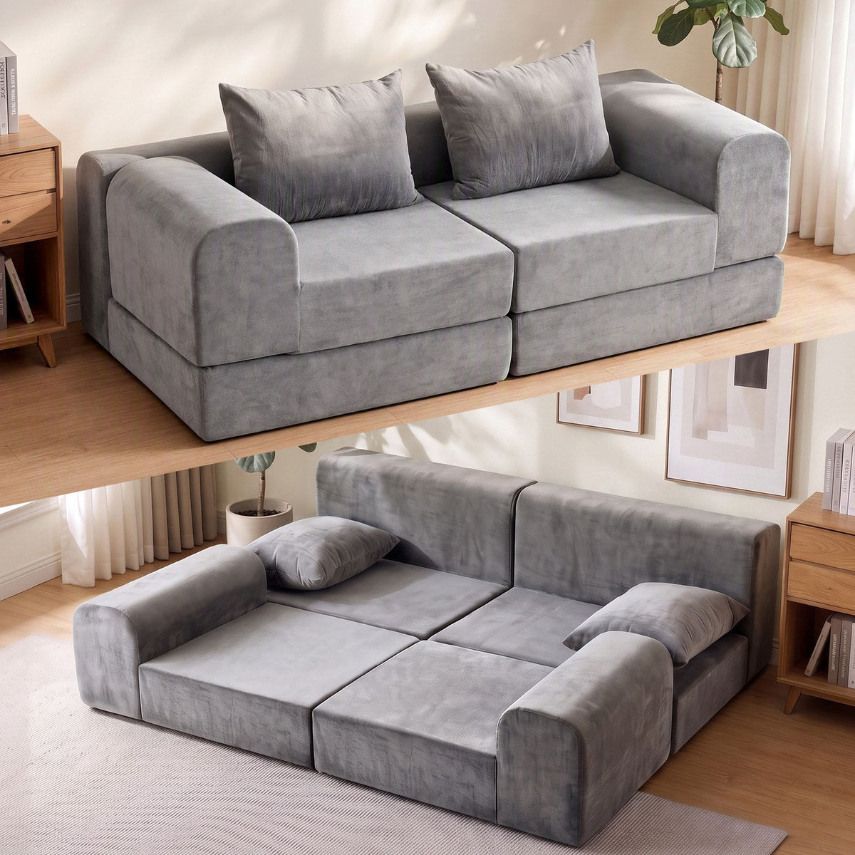 Artiss 5-in-1 Convertible Sofa Bed Modular Floor Mattress Couch