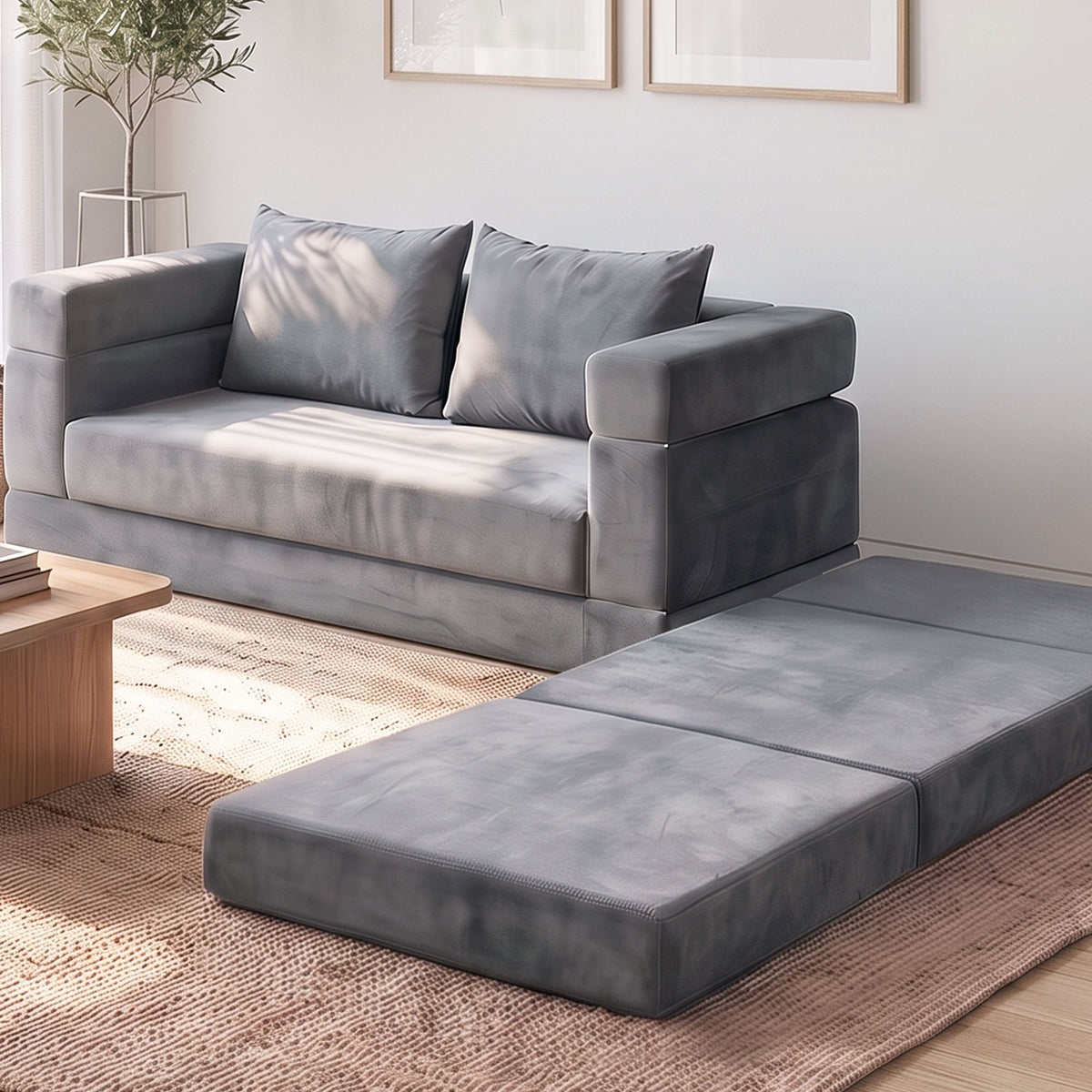 Artiss 3-in-1 Convertible Sofa Bed with Folding Mattress