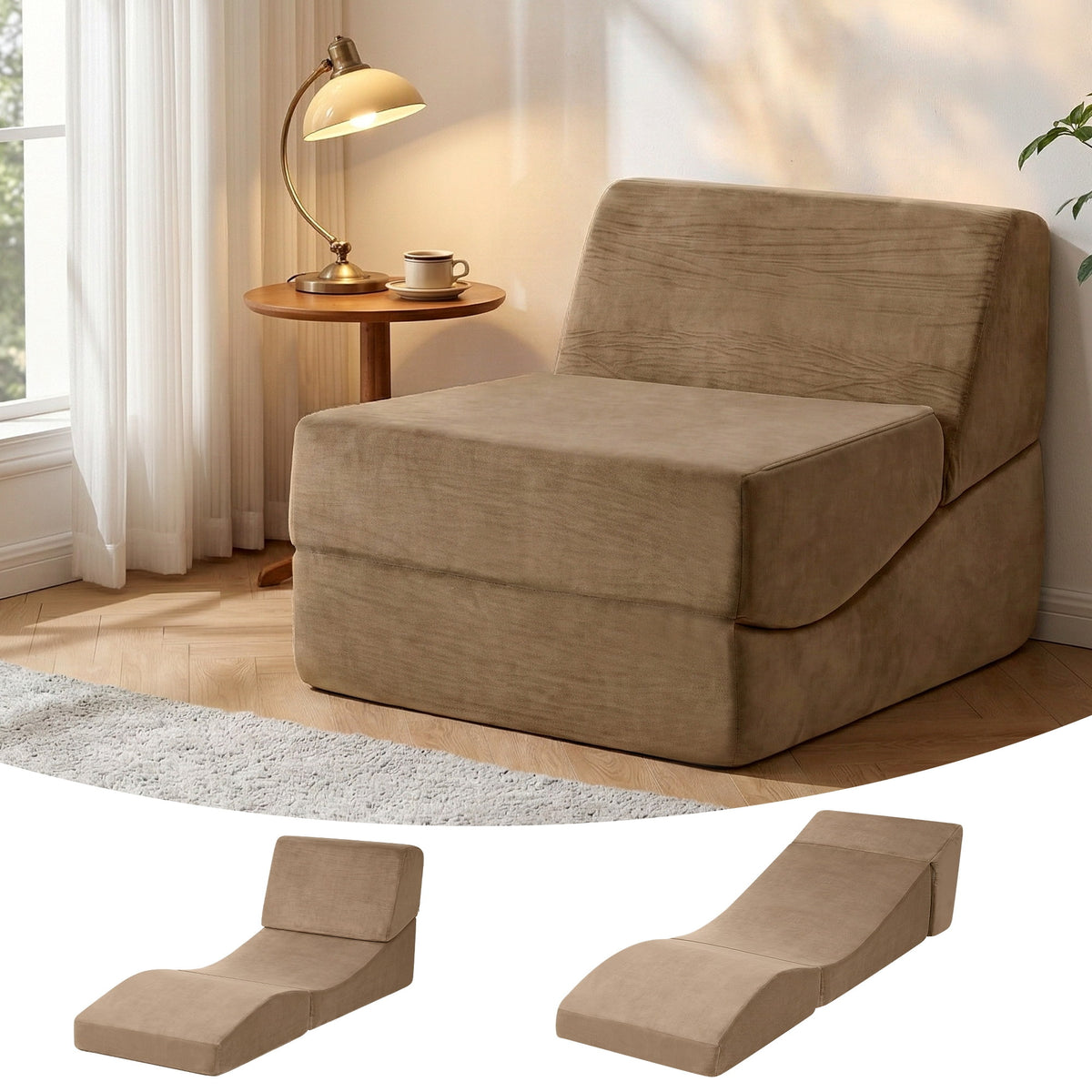 Artiss Folding Sofa Bed Futon Lounger Couch Brown