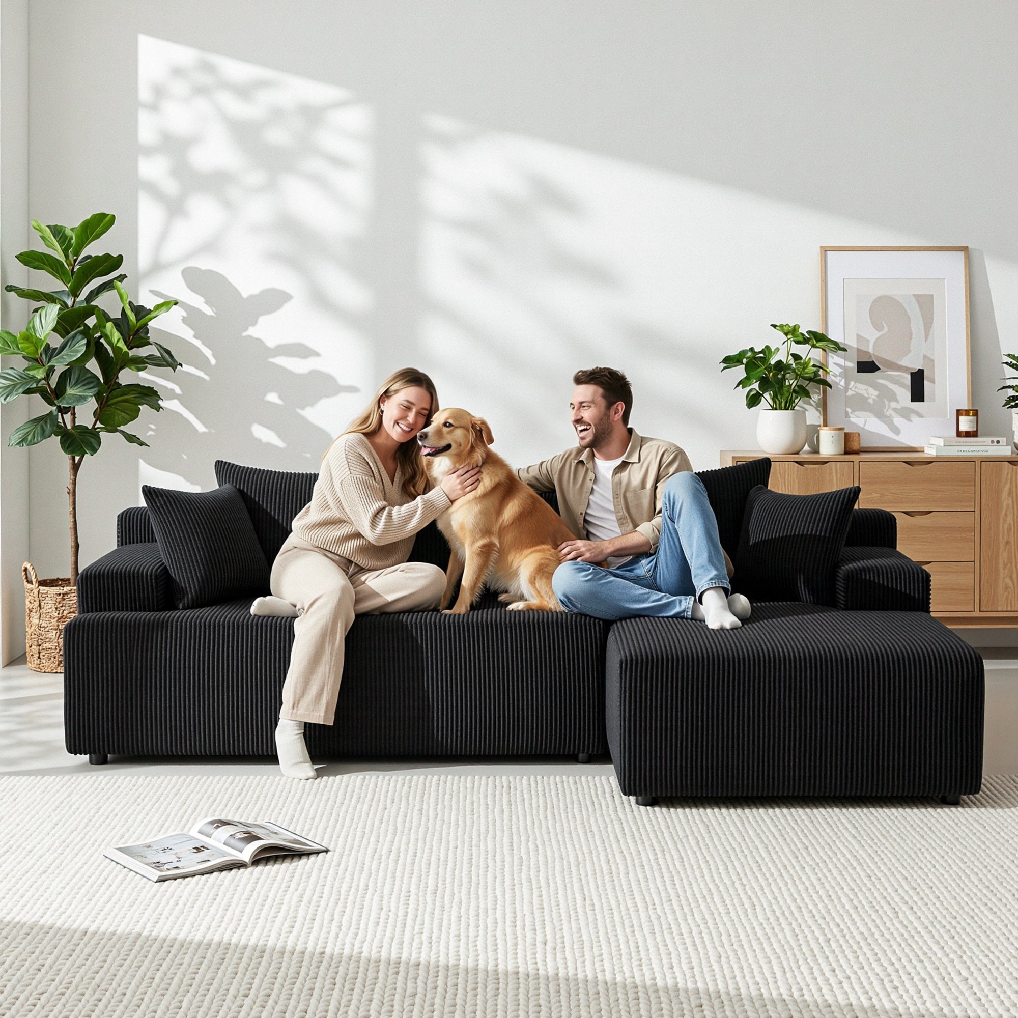 Artiss Modular Sectional Sofa Bed Convertible L-Shaped Couch with Deep Seat for Living Room