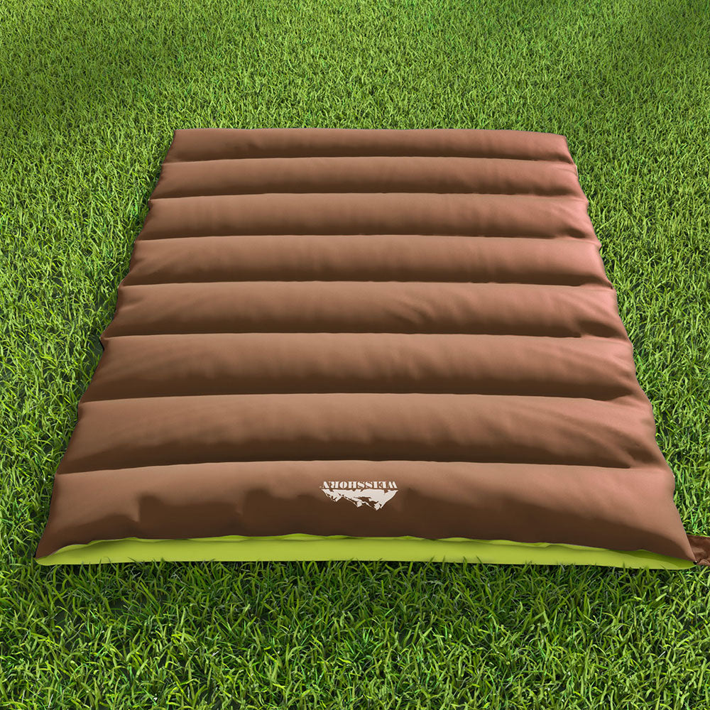 Weisshorn Double Sleeping Bag Thermal Camping Hiking Brown -5°C