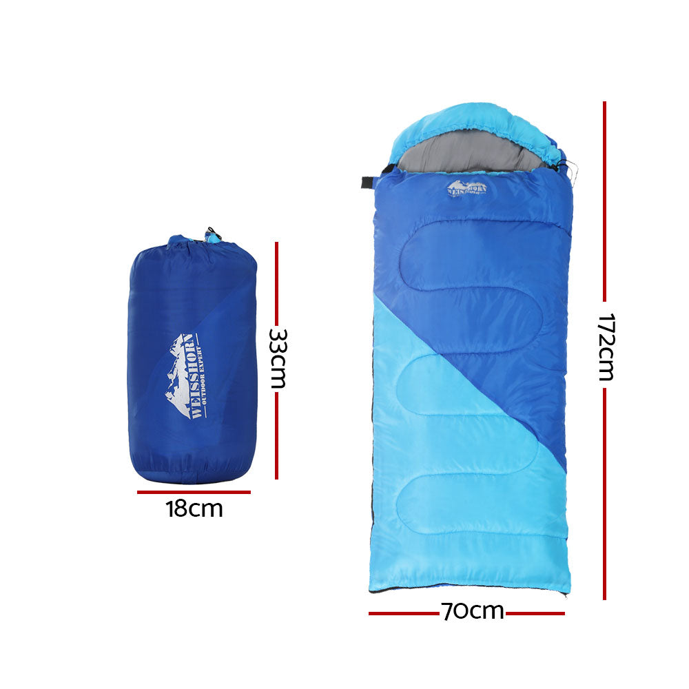 Weisshorn Kids Thermal Sleeping Bag 172cm Blue Camping Hiking