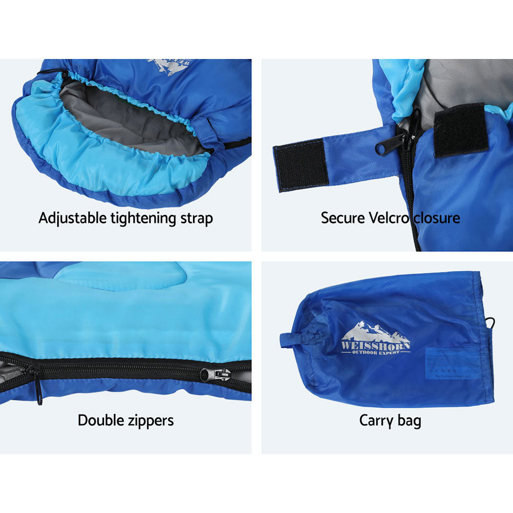 Weisshorn Kids Thermal Sleeping Bag 172cm Blue Camping Hiking