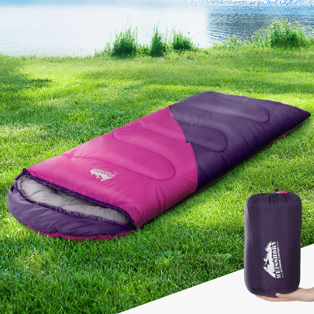 Weisshorn Kids Thermal Sleeping Bag 172cm Pink Camping Hiking