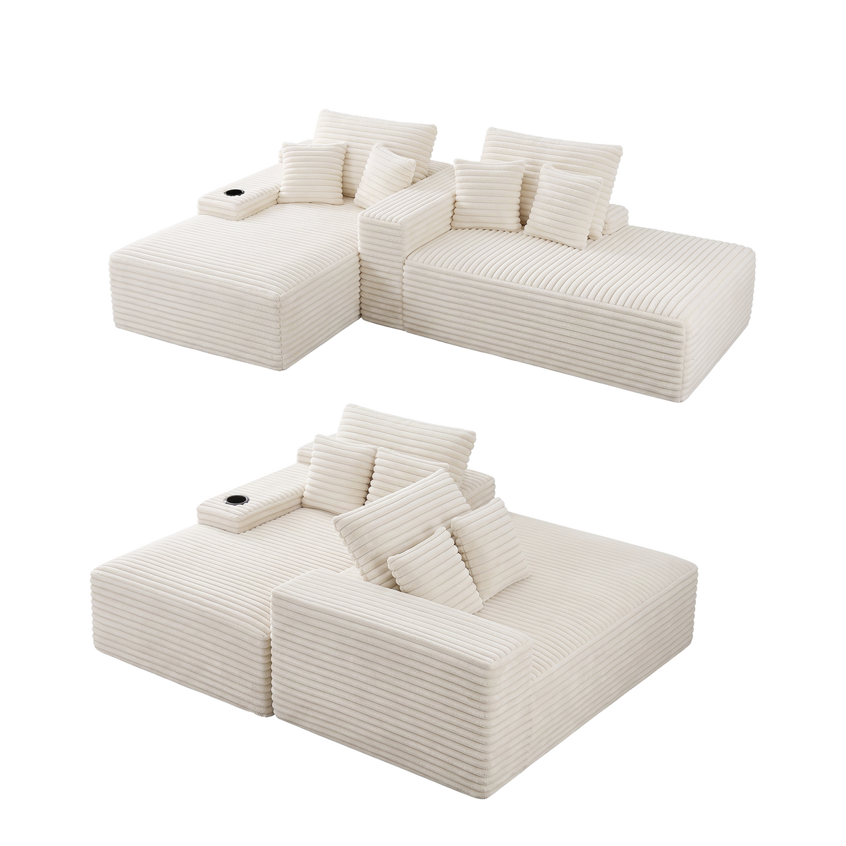 Artiss Double Chaise Lounge Sofa 2-Seater Modular Sofa Lounge Chair Couch Beige