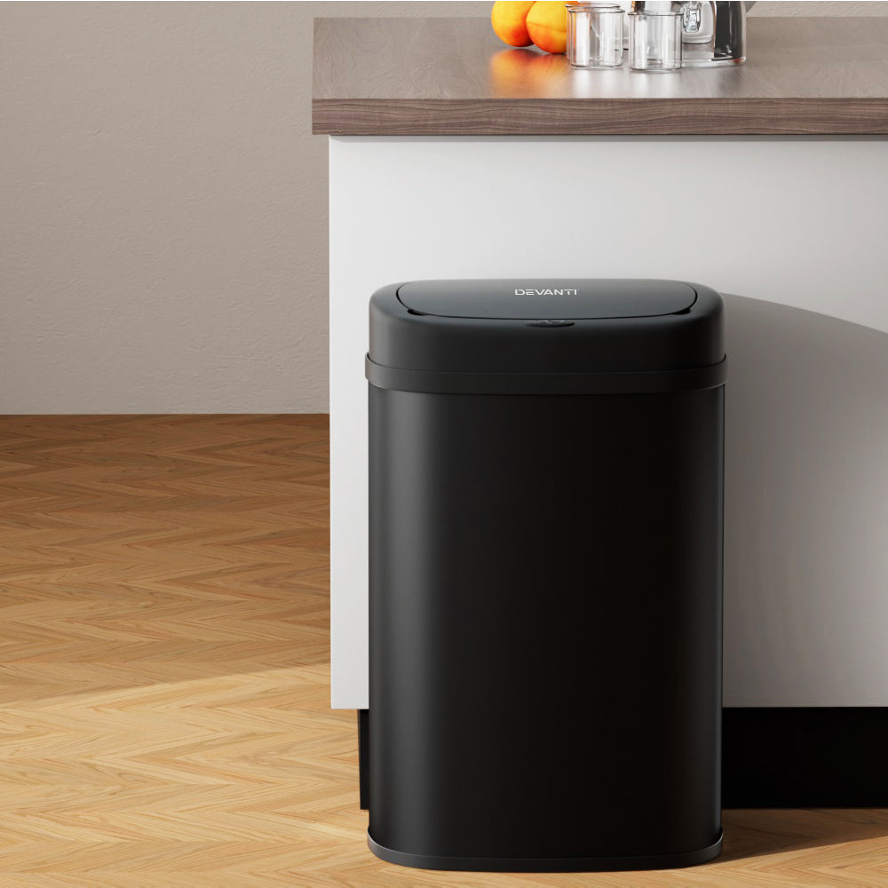 Devanti 50L Motion Sensor Bin Automatic Black