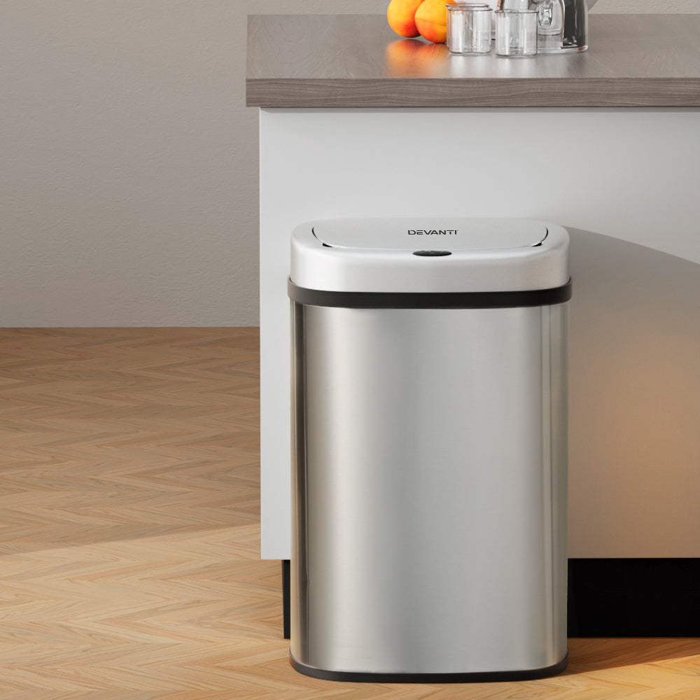 Devanti 50L Motion Sensor Bin Automatic Silver