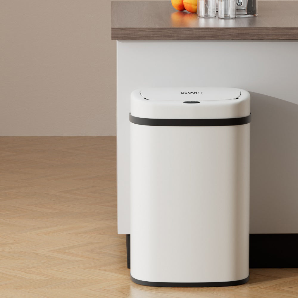 Devanti 50L Motion Sensor Bin Automatic White