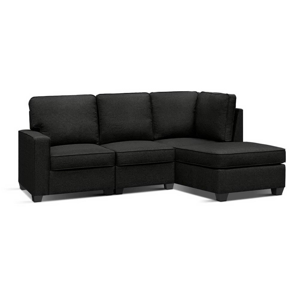 Modular 4-Seater Sofa Chaise Set Dark Grey