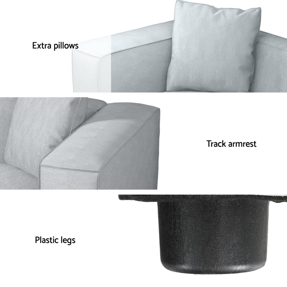 Alvin 2-Seater Modular Sofa Chaise Set Grey
