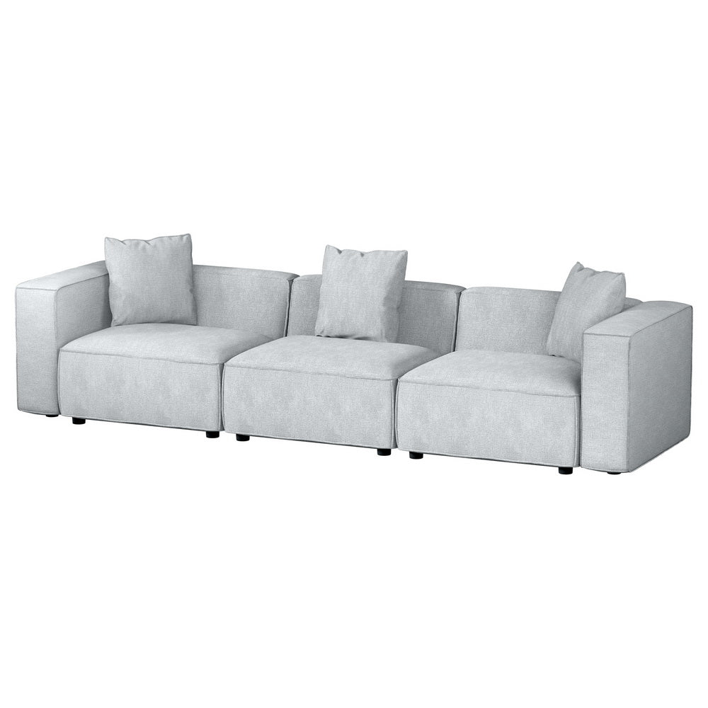 Alvin 3-Seater Modular Fabric Sofa Chaise Set Grey