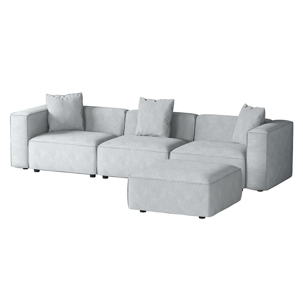 Alvin 4-Seater Modular Sofa Chaise Set in Grey