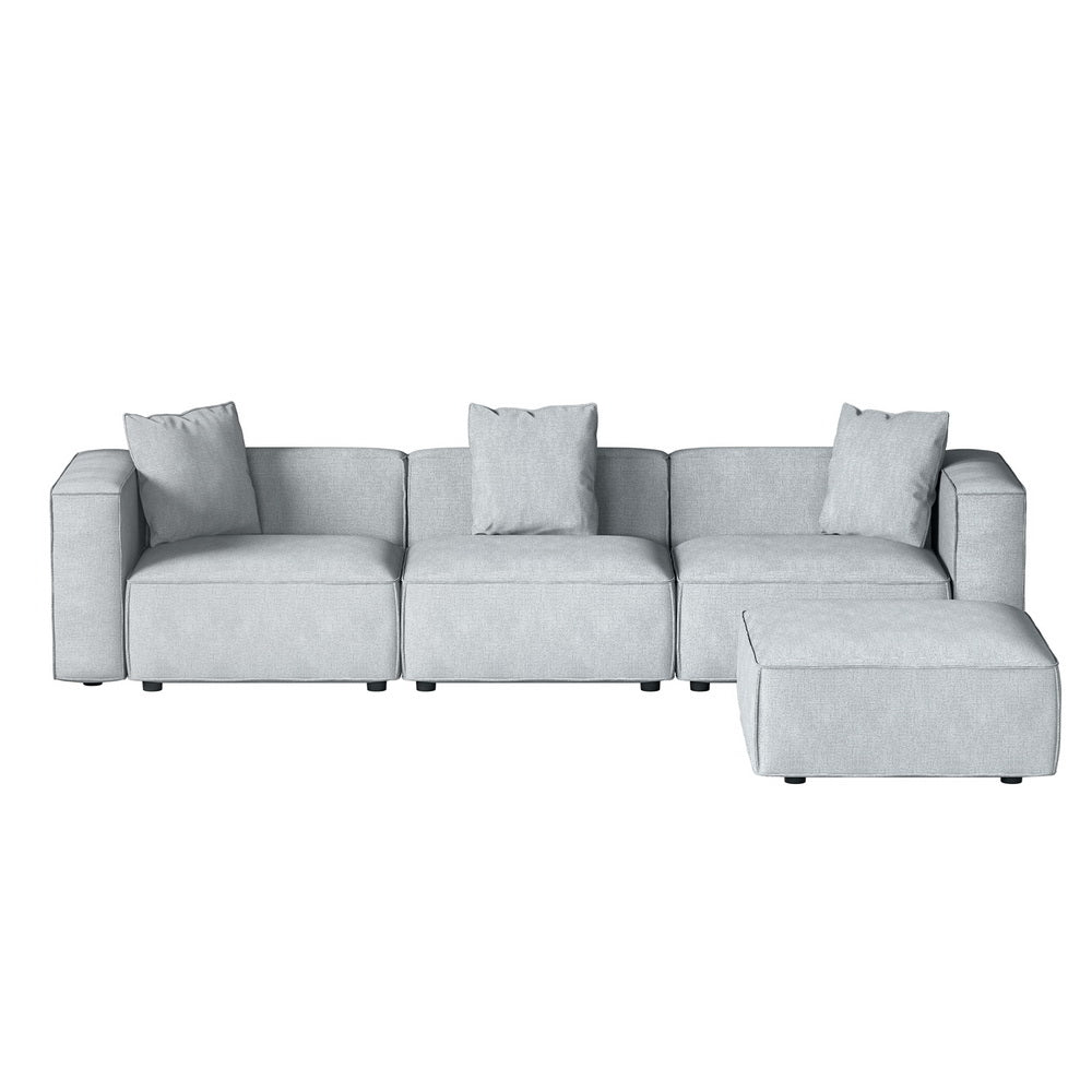 Alvin 4-Seater Modular Sofa Chaise Set Grey