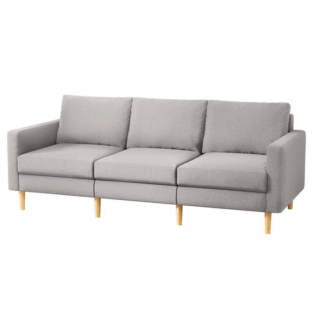 Artiss 3 Seater Sofa 225cm Faux Linen Fabric Grey