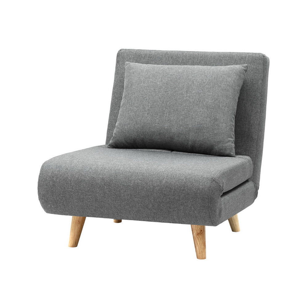 Artiss 1 Seater Convertible Sofa Bed Linen Grey