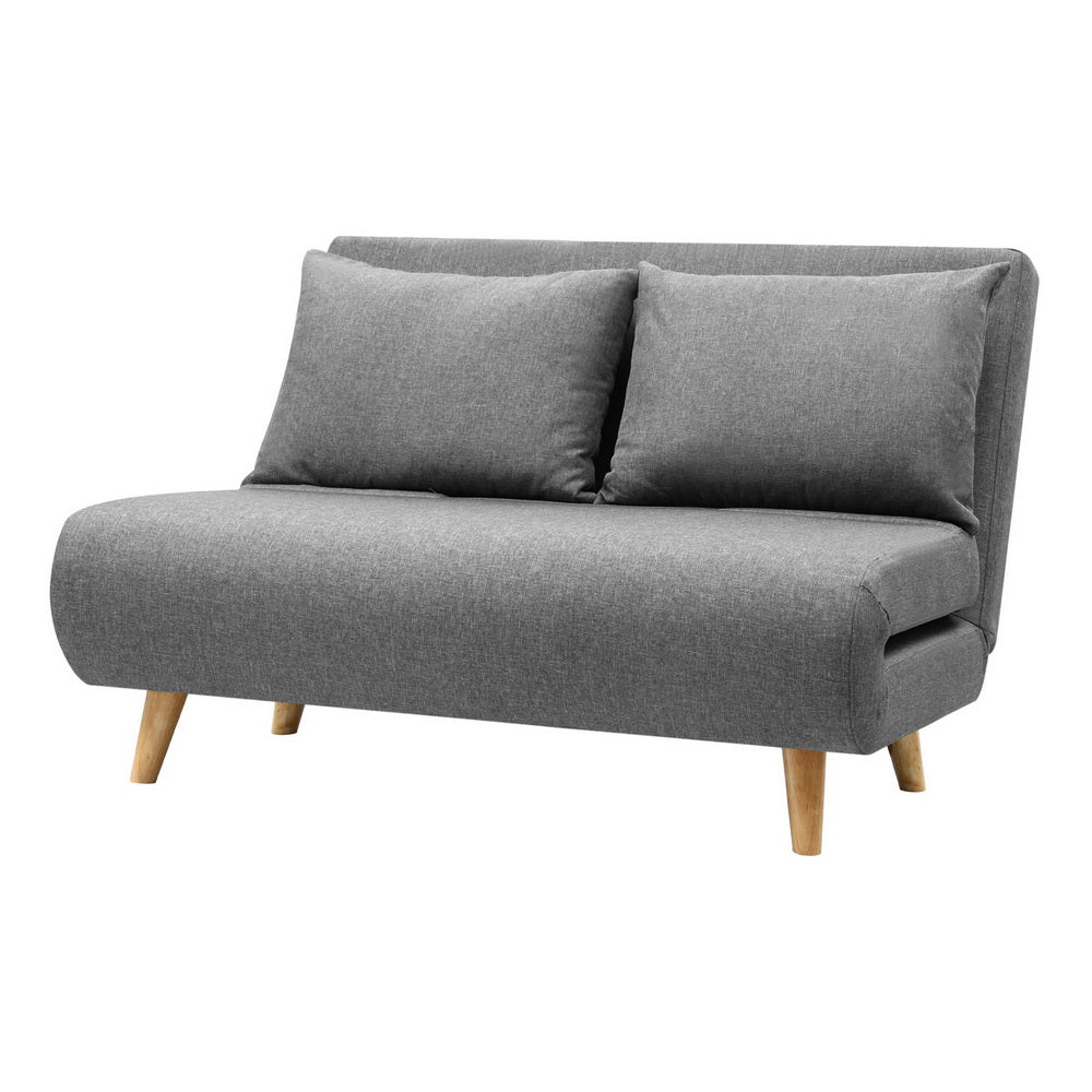 Artiss 2-Seater Convertible Sofa Bed Recliner Linen Grey