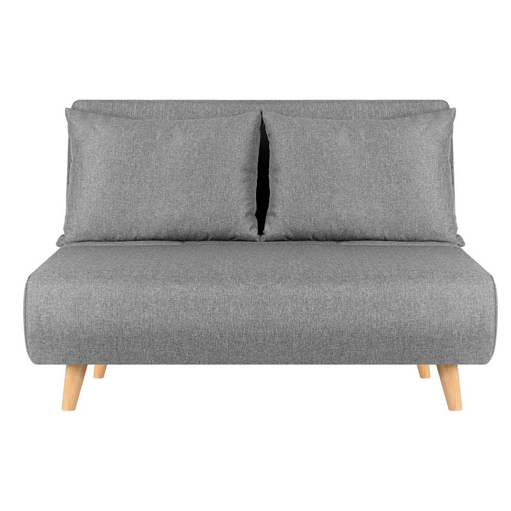 Artiss 2-Seater Convertible Sofa Bed Recliner Linen Grey