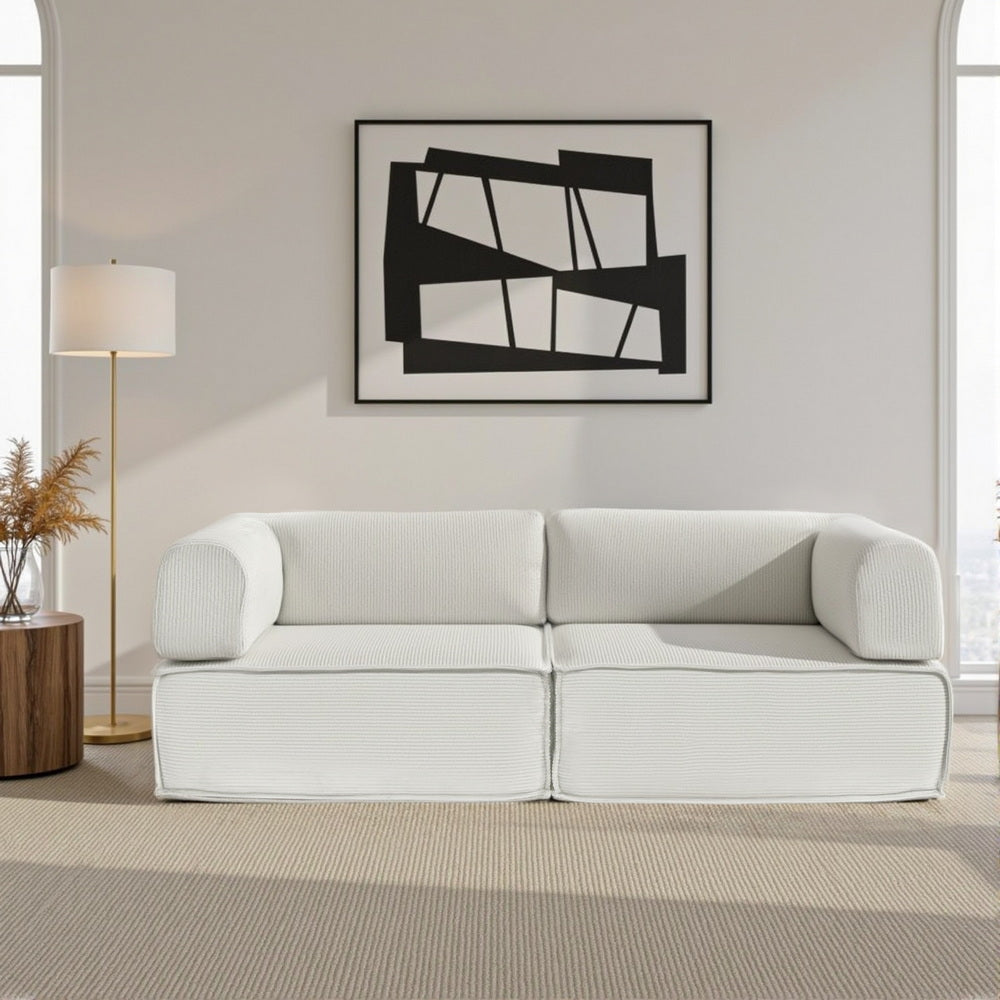 Artiss Convertible Folding Sofa Bed Corduroy Beige