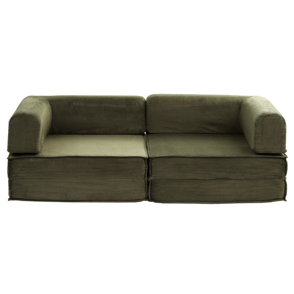 Artiss Convertible 2-Seater Sofa Bed Corduroy Green