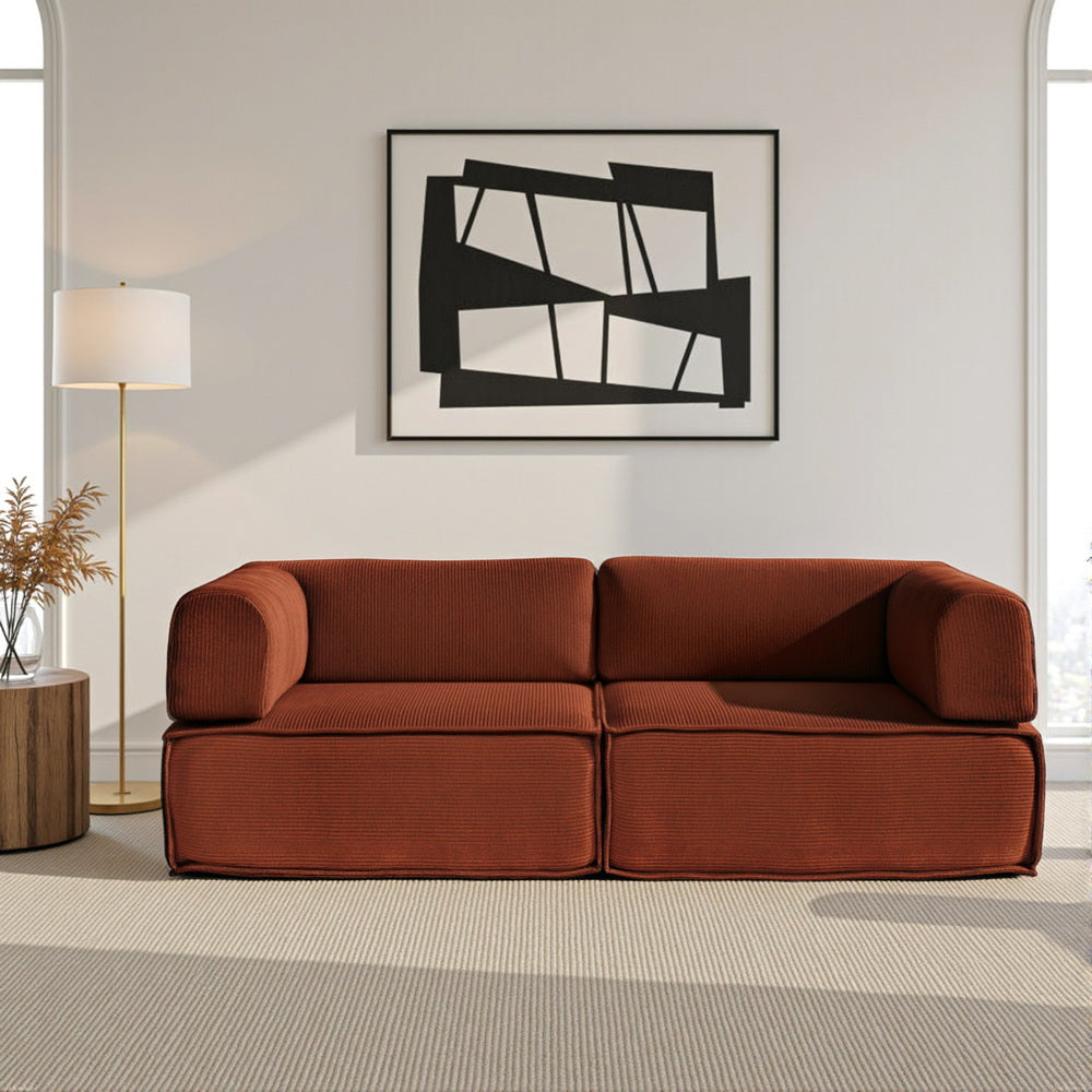 Artiss Convertible Folding Sofa Bed Pull Out Corduroy Orange