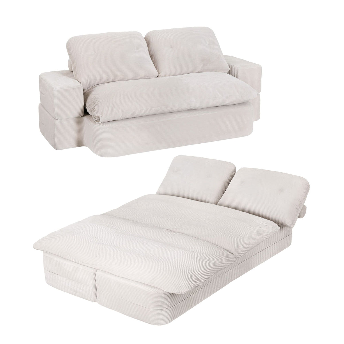 Artiss Convertible Sofa Bed 200cm Boneless Corduroy Couch