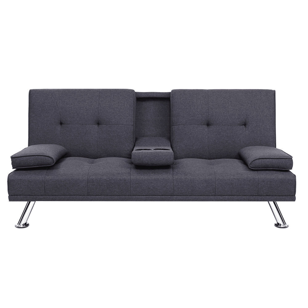 Artiss 175CM Sofa Bed 3-Seater Dark Grey Fabric