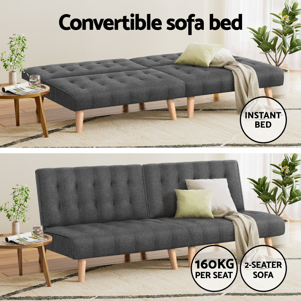 Artiss 2-Seater Recliner Sofa Bed Single Seater Fabric Grey