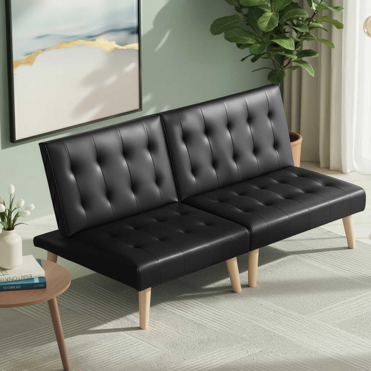 Artiss 2 Seater Fabric Sofa Bed Couch Lounge Black