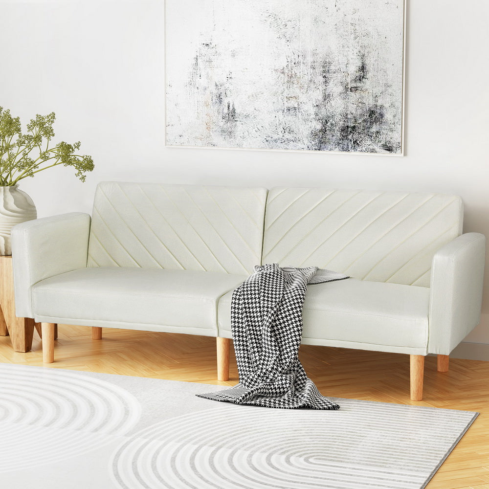 Sienna 3-Seater Convertible Sofa Bed Futon Recliner Beige