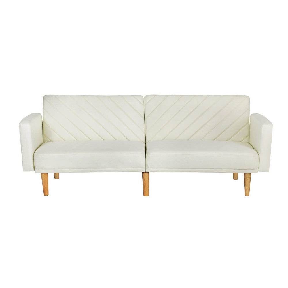 Sienna 3-Seater Convertible Sofa Bed Futon Recliner Beige