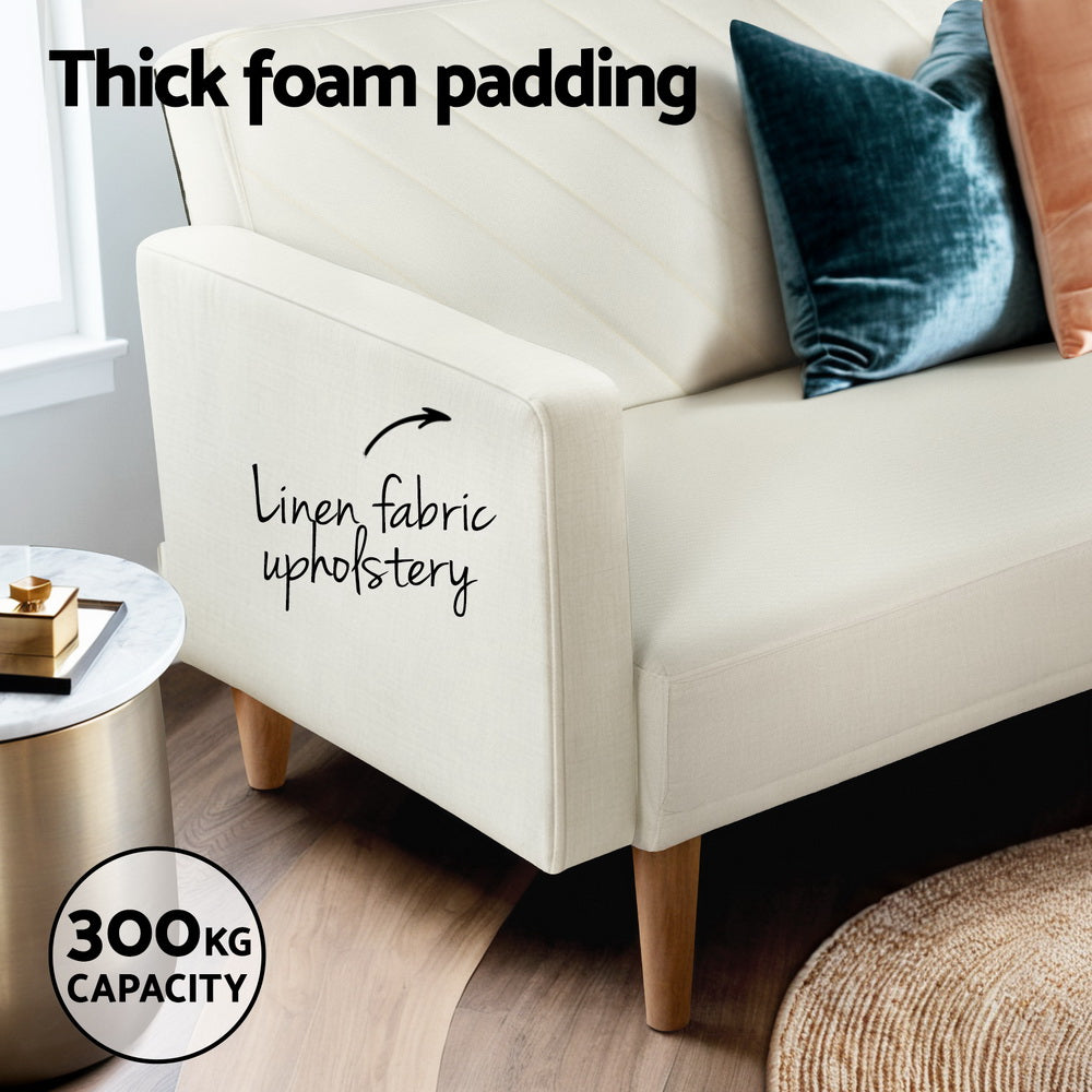 Sienna 3-Seater Convertible Sofa Bed Futon Recliner Beige