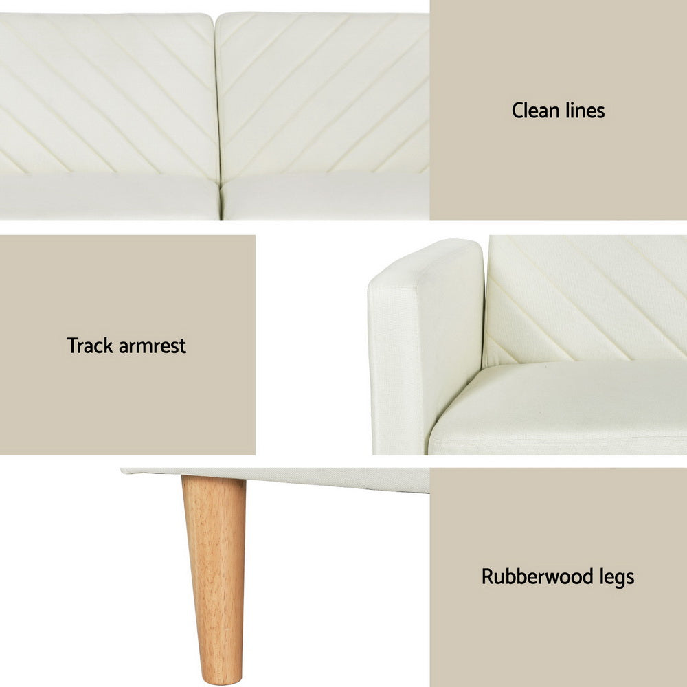 Sienna 3-Seater Convertible Sofa Bed Futon Recliner Beige
